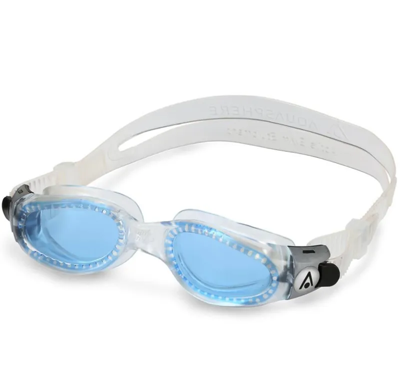 Aqua Sphere Kaiman Compact Swimming Goggles Blue Lens Transparent Grey-1
