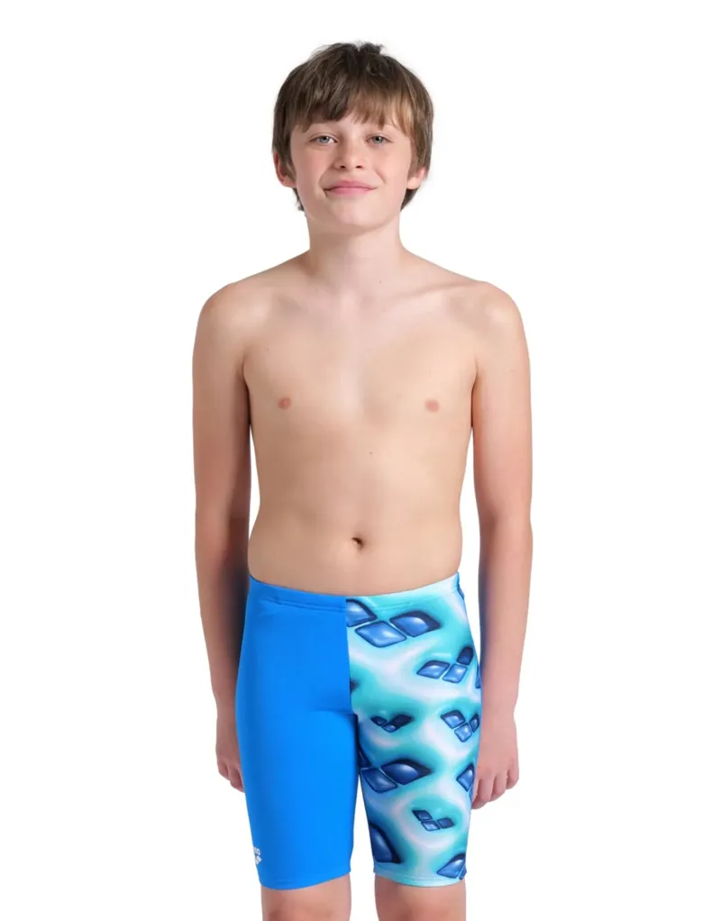 Arena Boys Logo Graphic Swim Jammer Blue River/Water-1