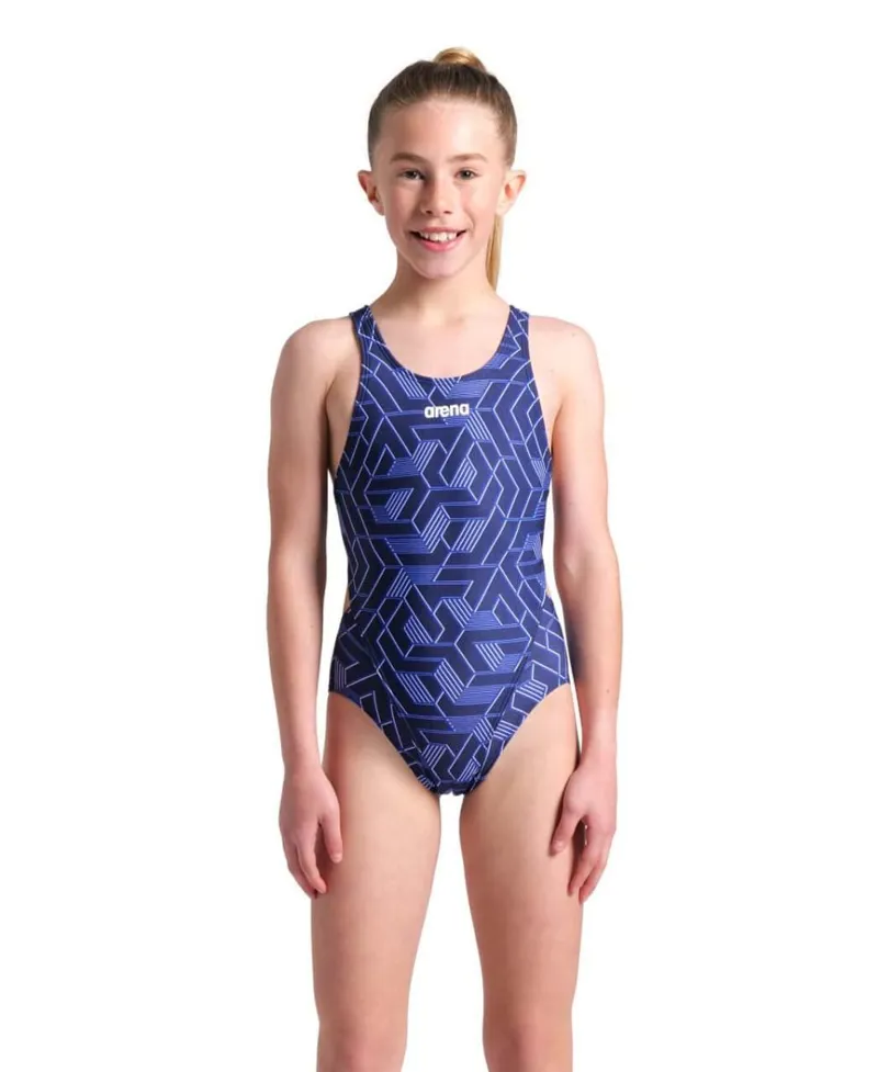 Arena Girls Escape Swim Tech Back Swimsuit Team Navy-4