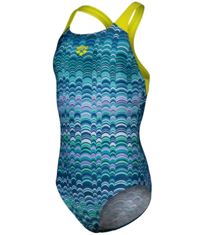Arena Girls Ondulation Pro Back Swimsuit Navy/Green