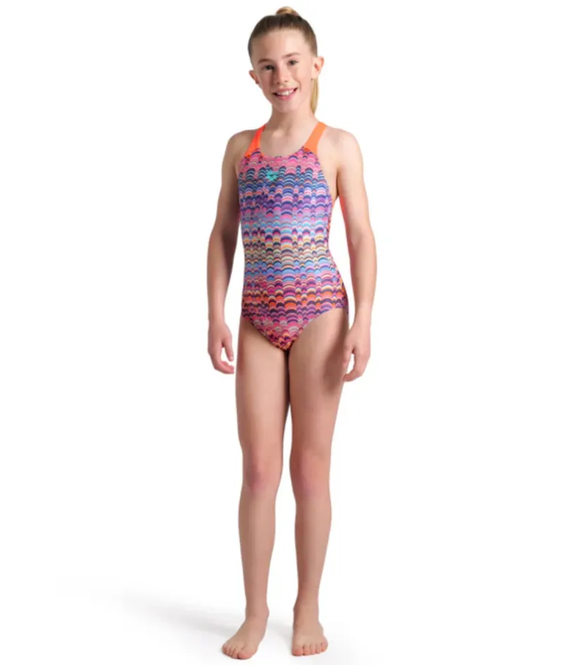 Arena Girls Ondulation Pro Back Swimsuit Violet/Coral-3