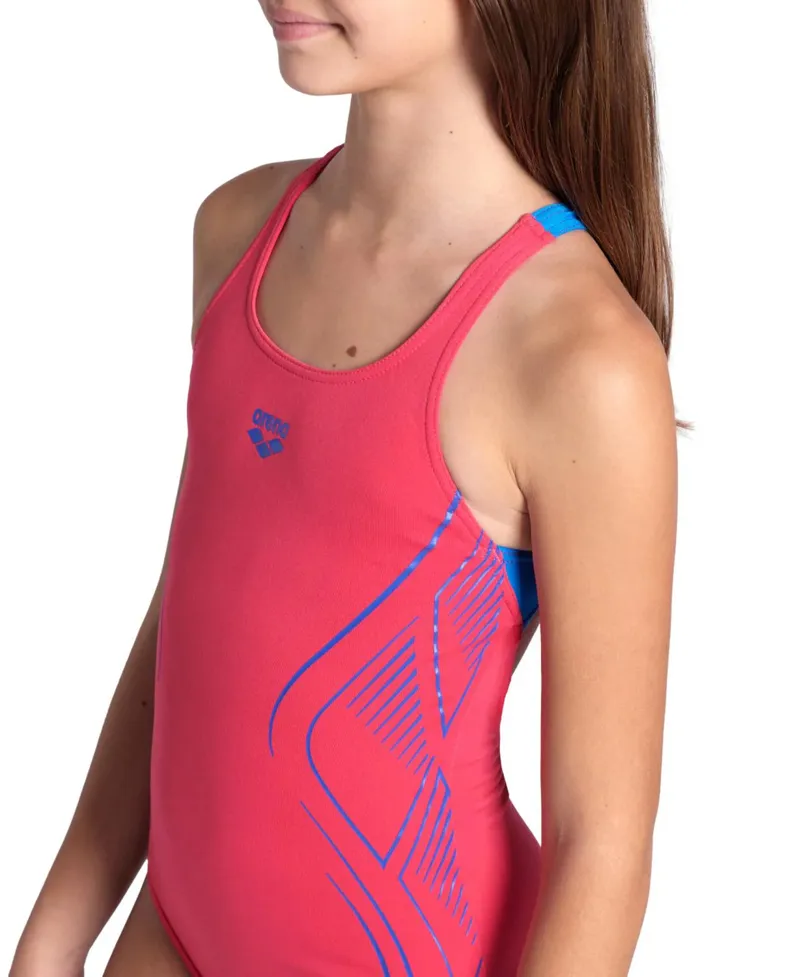 Arena Girl's Reflecting Swim Pro Back Swimsuit Freak Rose/Blue River-7