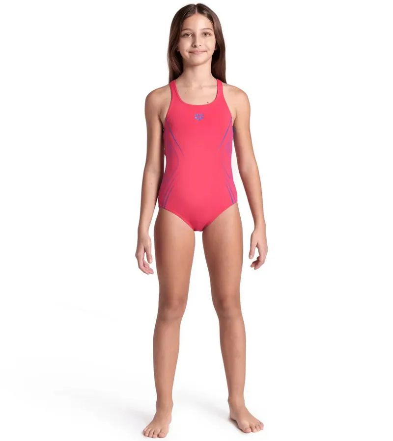 Arena Girl's Reflecting Swim Pro Back Swimsuit Freak Rose/Blue River-6