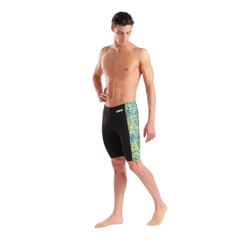 Arena Men's Snakeskin Swim Jammer Black/Green-5