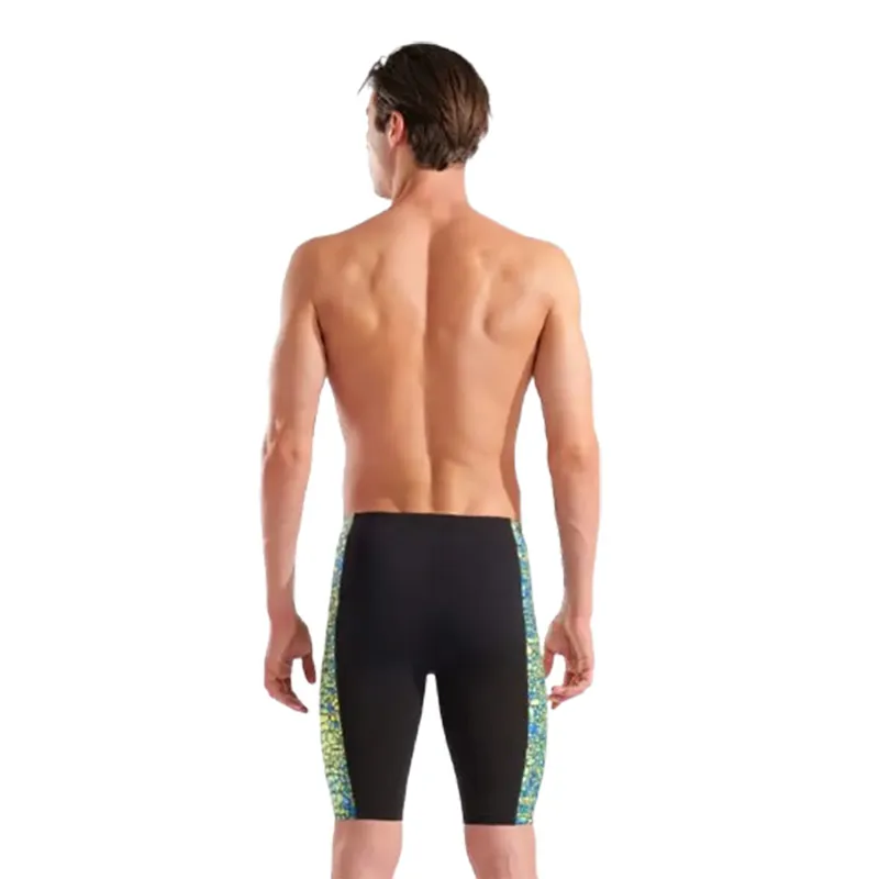 Arena Men's Snakeskin Swim Jammer Black/Green-2