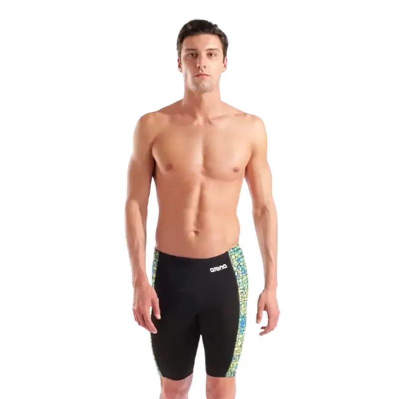 Arena Men's Snakeskin Swim Jammer Black/Green-1