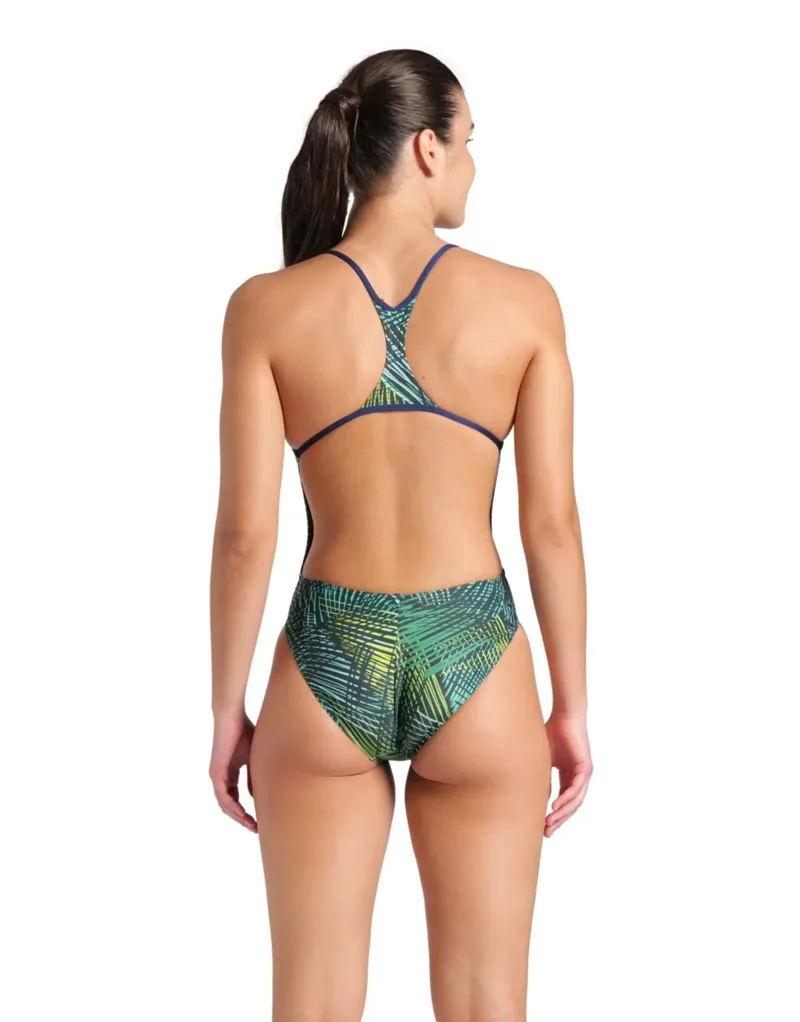 Arena Women's Energy Booster Back Swimsuit Navy/Green Multi-2