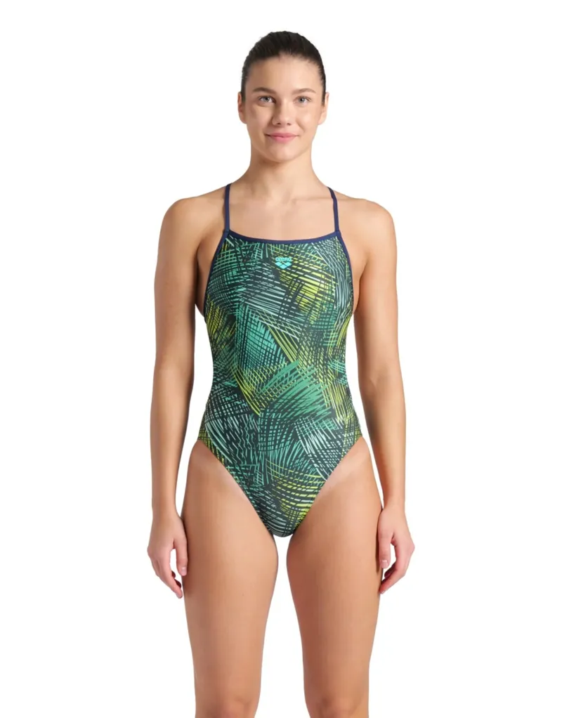 Arena Women's Energy Booster Back Swimsuit Navy/Green Multi-1