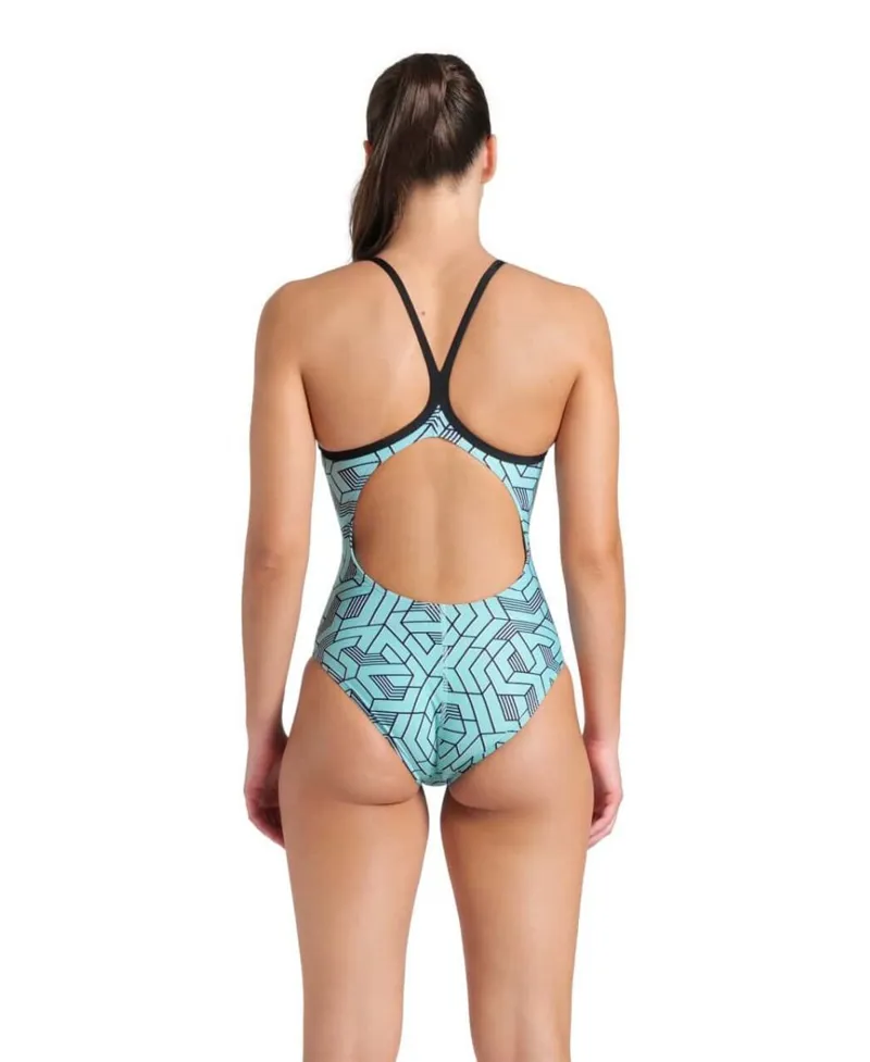 Arena Women's Escape Lightdrop Back Swimsuit Black/Water Blue/Multi-5