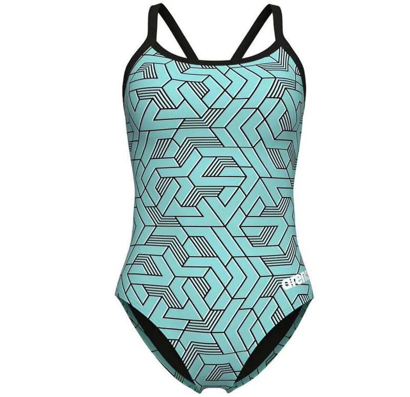 Arena Women's Escape Lightdrop Back Swimsuit Black/Water Blue/Multi-2