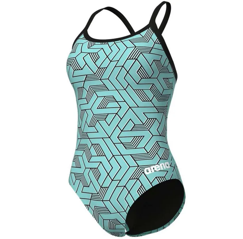 Arena Women's Escape Lightdrop Back Swimsuit Black/Water Blue/Multi-1