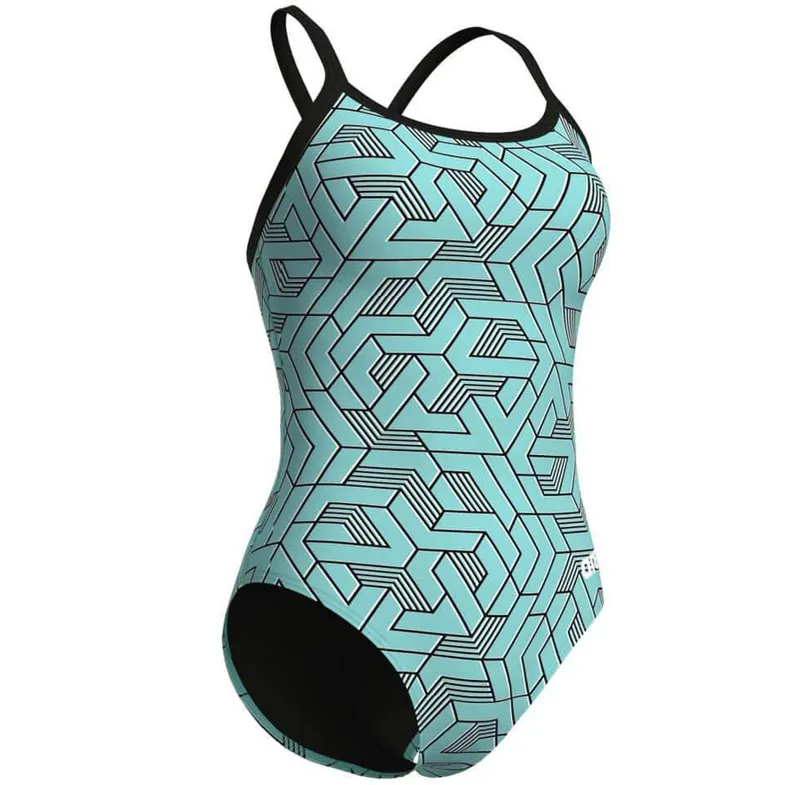 Arena Women's Escape Lightdrop Back Swimsuit Black/Water Blue/Multi