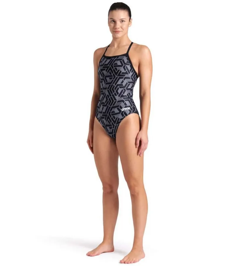 Arena Women's Escape Swimsuit Lightdrop Back Swimsuit Black/Team Black-6