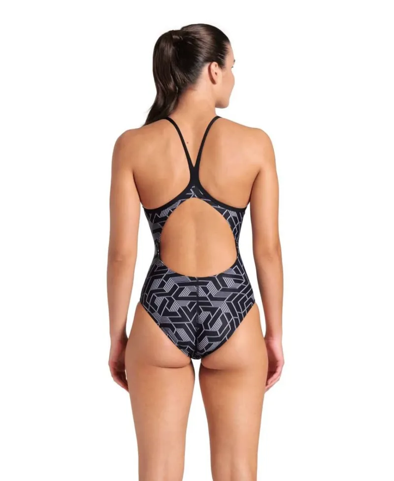 Arena Women's Escape Swimsuit Lightdrop Back Swimsuit Black/Team Black-5