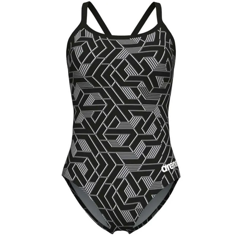 Arena Women's Escape Swimsuit Lightdrop Back Swimsuit Black/Team Black-2