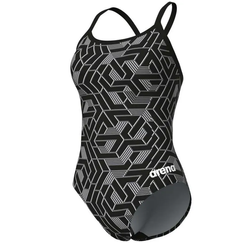 Arena Women's Escape Swimsuit Lightdrop Back Swimsuit Black/Team Black-1