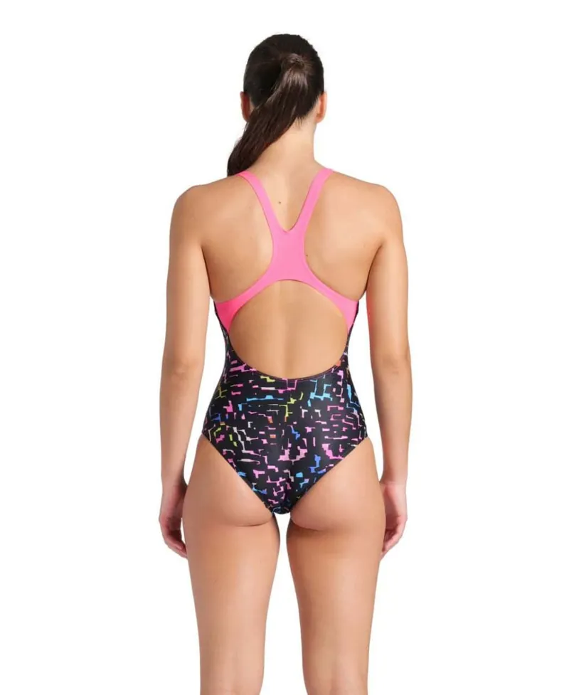 Arena Women's Mosaic Pro Back One Piece Swimsuit Black/Shocking Pink-5