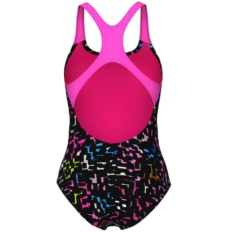 Arena Women's Mosaic Pro Back One Piece Swimsuit Black/Shocking Pink-3