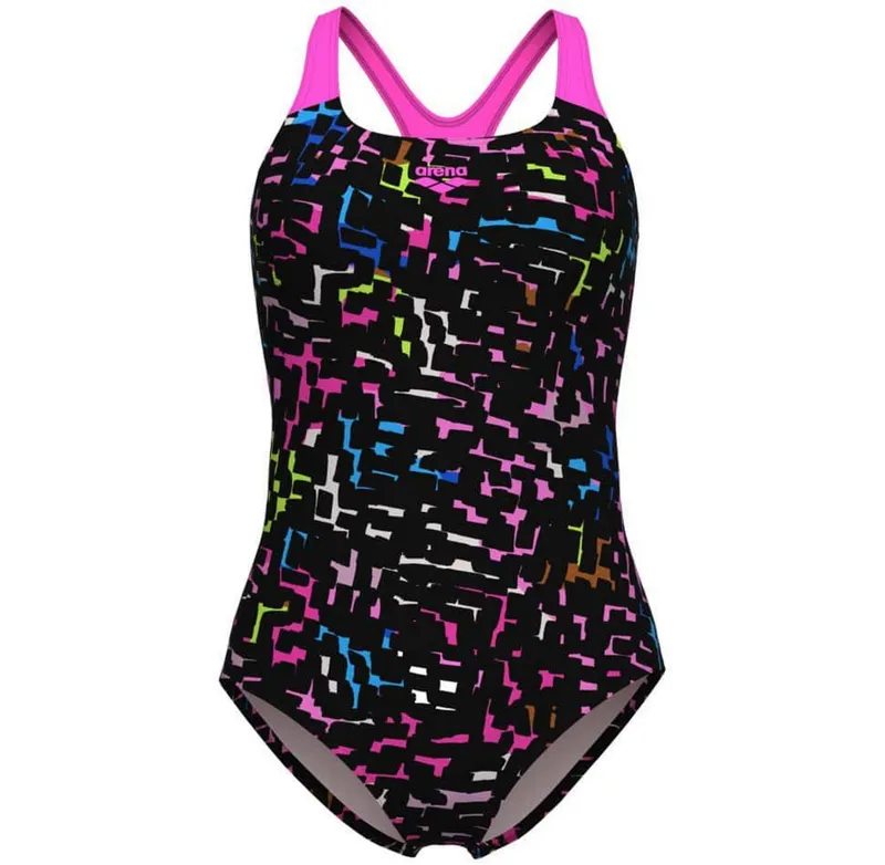 Arena Women's Mosaic Pro Back One Piece Swimsuit Black/Shocking Pink-2