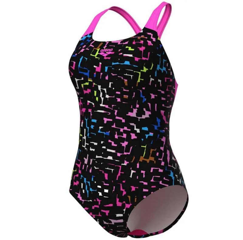 Arena Women's Mosaic Pro Back One Piece Swimsuit Black/Shocking Pink-1