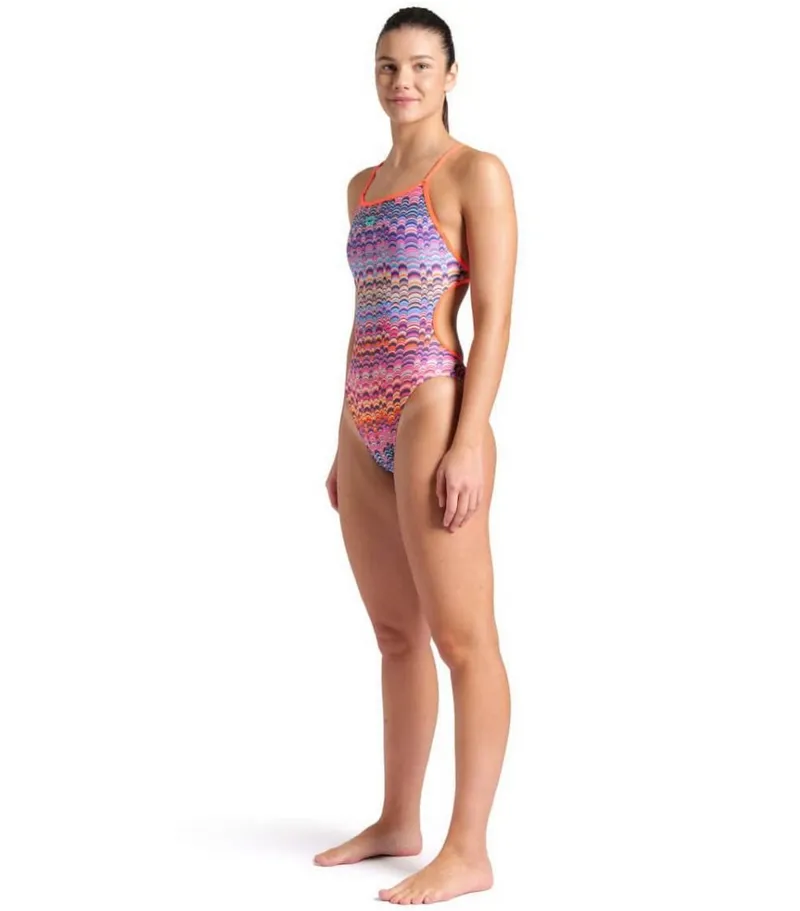 Arena Women's Ondulation Lace Back Swimsuit Multi/Violet/Bright Coral-6