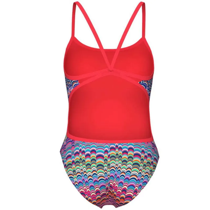 Arena Women's Ondulation Lace Back Swimsuit Multi/Violet/Bright Coral-3