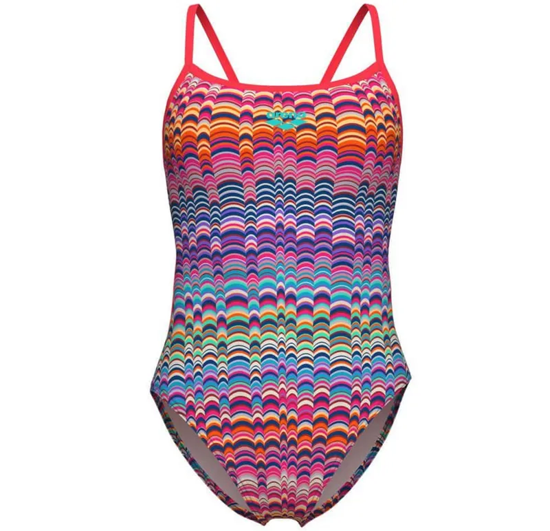 Arena Women's Ondulation Lace Back Swimsuit Multi/Violet/Bright Coral-2