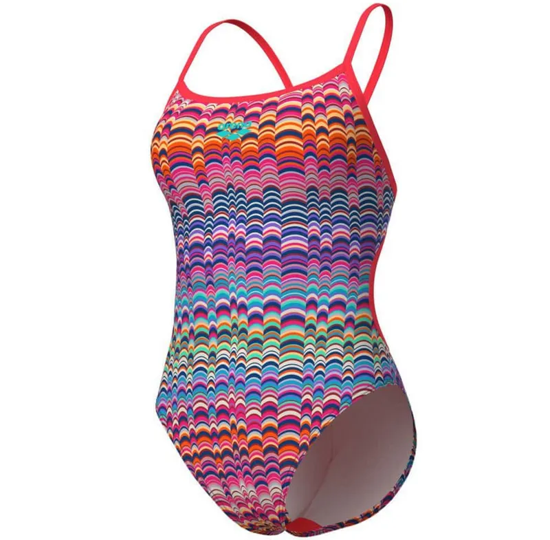 Arena Women's Ondulation Lace Back Swimsuit Multi/Violet/Bright Coral-1