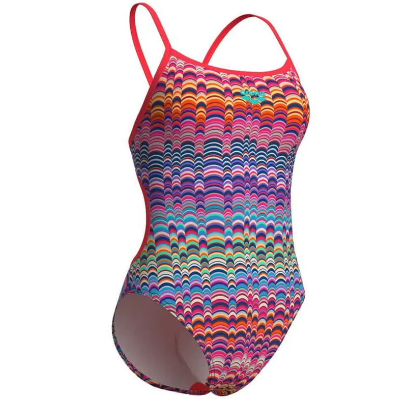 Arena Women's Ondulation Lace Back Swimsuit Multi/Violet/Bright Coral