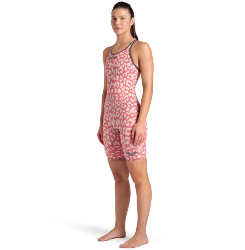 Arena Women's Powerskin CARBON-AIR Closed Back Leopard Skin Geranium-8