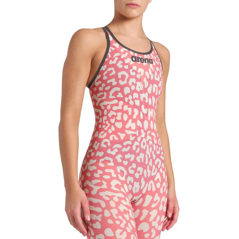 Arena Women's Powerskin CARBON-AIR Closed Back Leopard Skin Geranium-6
