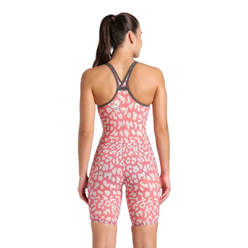 Arena Women's Powerskin CARBON-AIR Closed Back Leopard Skin Geranium-5