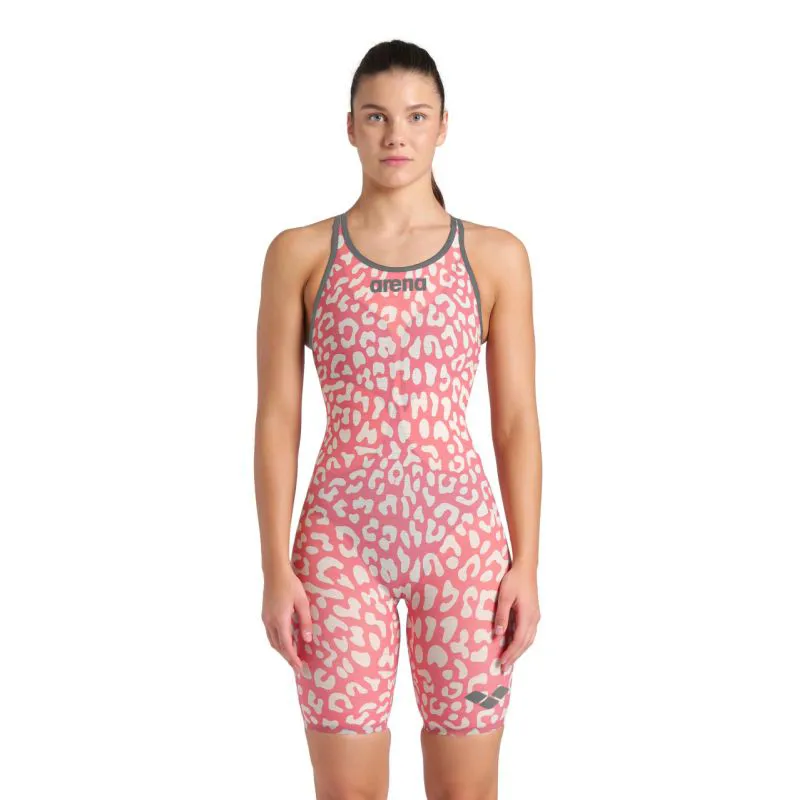 Arena Women's Powerskin CARBON-AIR Closed Back Leopard Skin Geranium-4