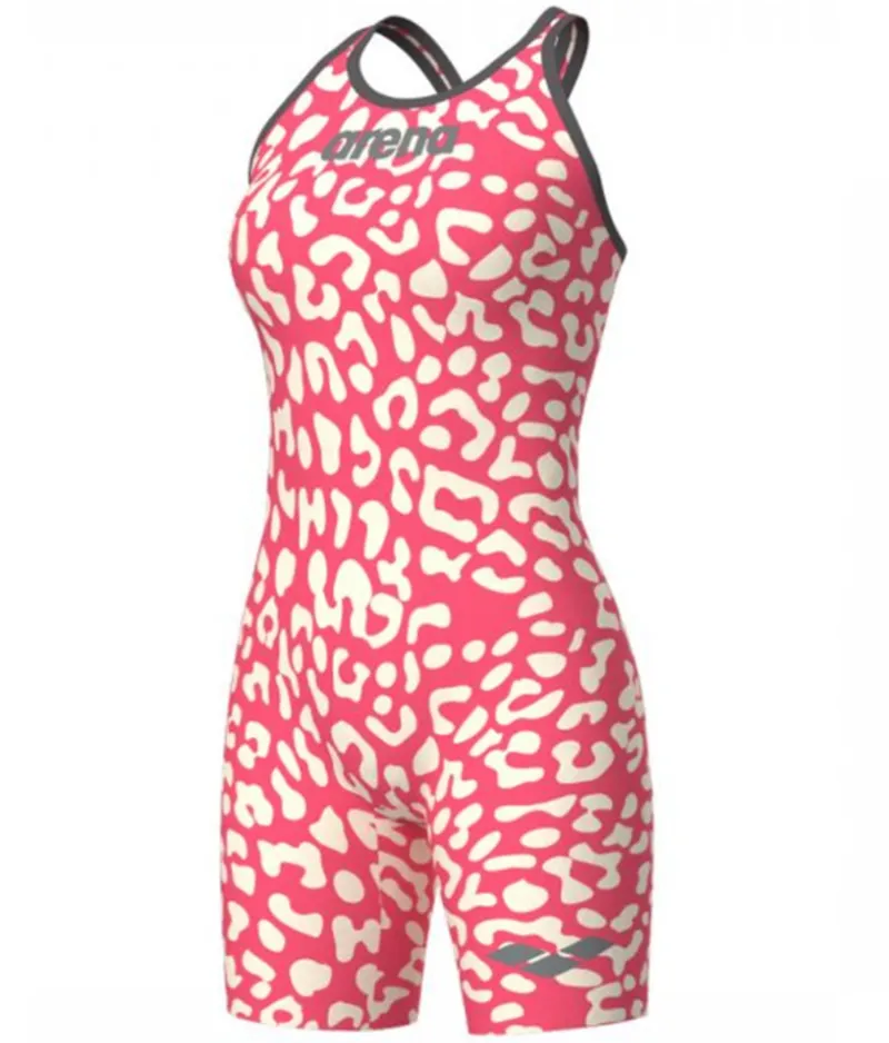 Arena Women's Powerskin CARBON-AIR Closed Back Leopard Skin Geranium-2