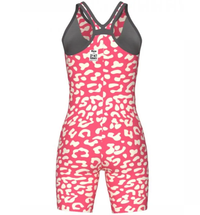 Arena Women's Powerskin CARBON-AIR Closed Back Leopard Skin Geranium-1