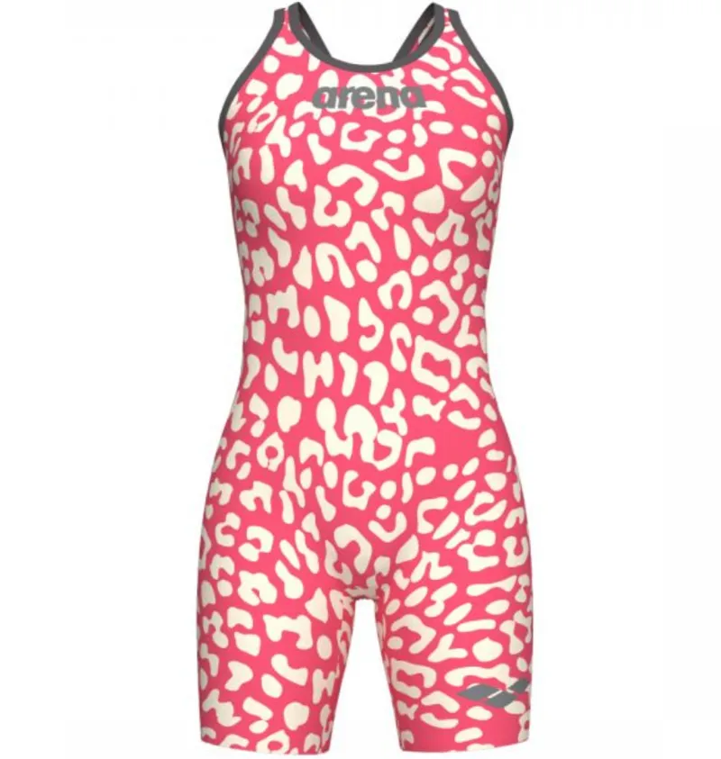 Arena Women's Powerskin CARBON-AIR Closed Back Leopard Skin Geranium