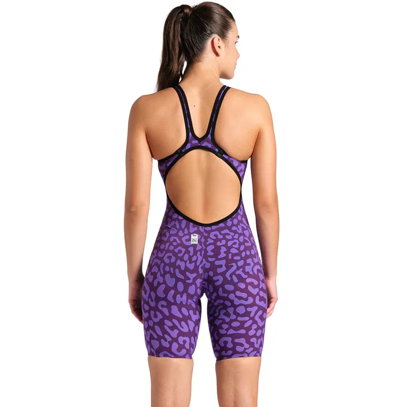 Arena Women's Powerskin CARBON-AIR Open Back Leopard Skin Violet-2