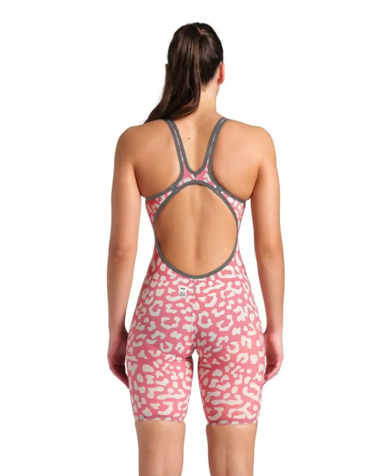 Arena Women's Powerskin CARBON-AIR2 Open Back LE Leopard Skin Geranium-5