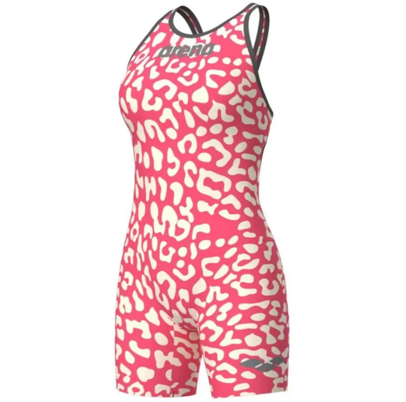 Arena Women's Powerskin CARBON-AIR2 Open Back LE Leopard Skin Geranium-1
