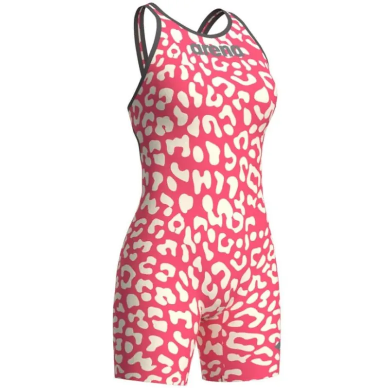 Arena Women's Powerskin CARBON-AIR2 Open Back LE Leopard Skin Geranium