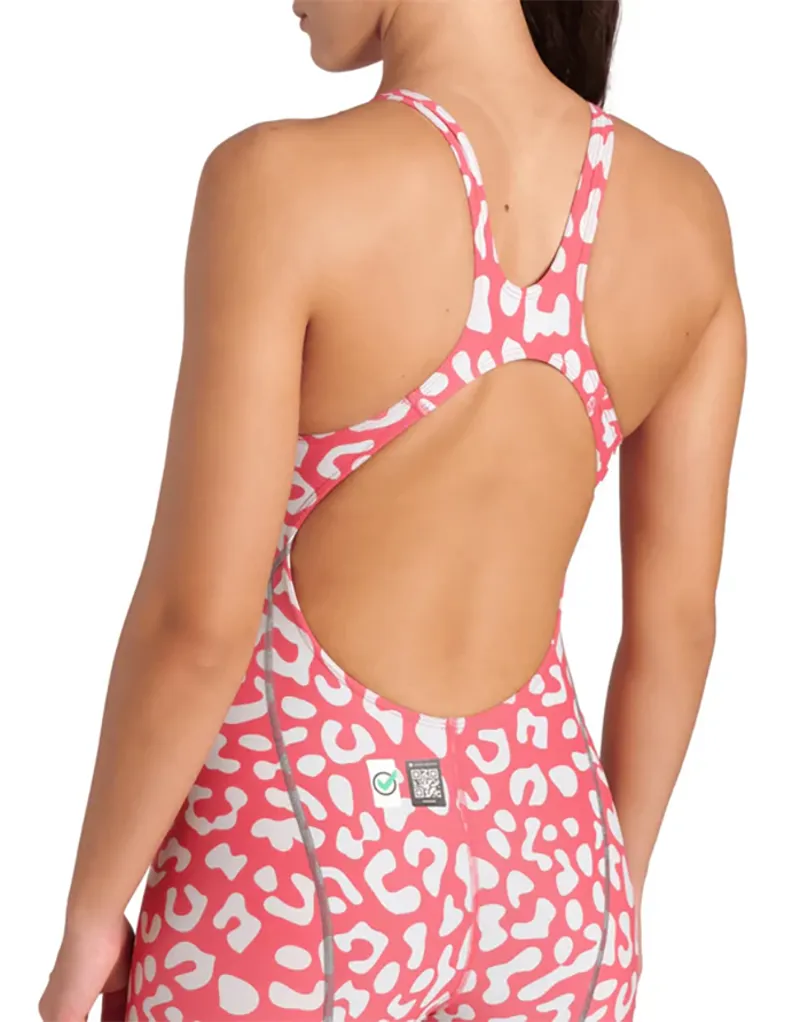 Arena Women's Powerskin ST Next Leopard Limited Edition Open Back Leopard Skin Geranium-5