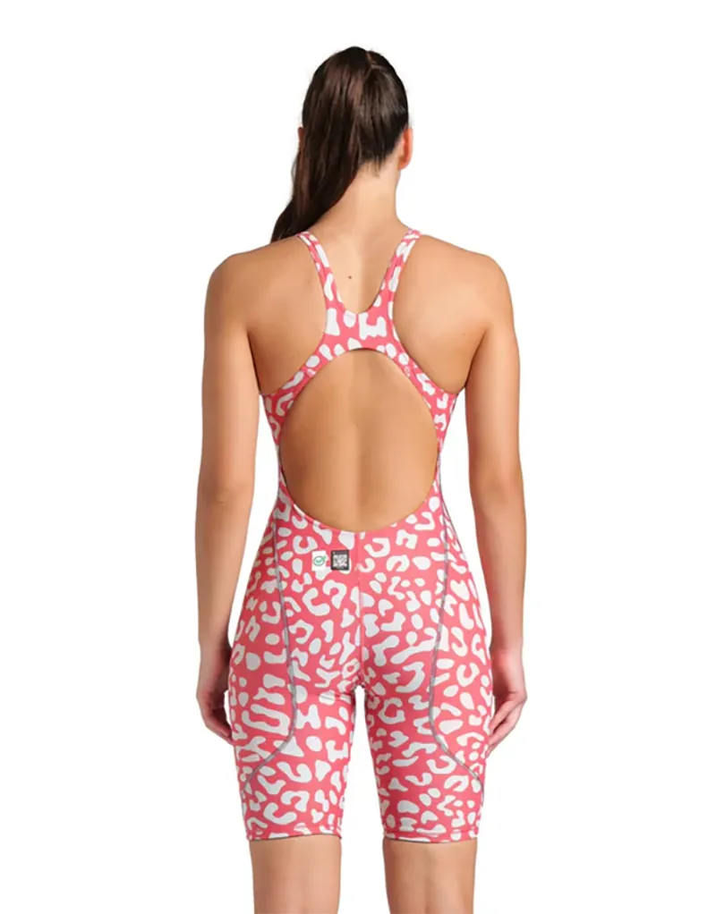 Arena Women's Powerskin ST Next Leopard Limited Edition Open Back Leopard Skin Geranium-2