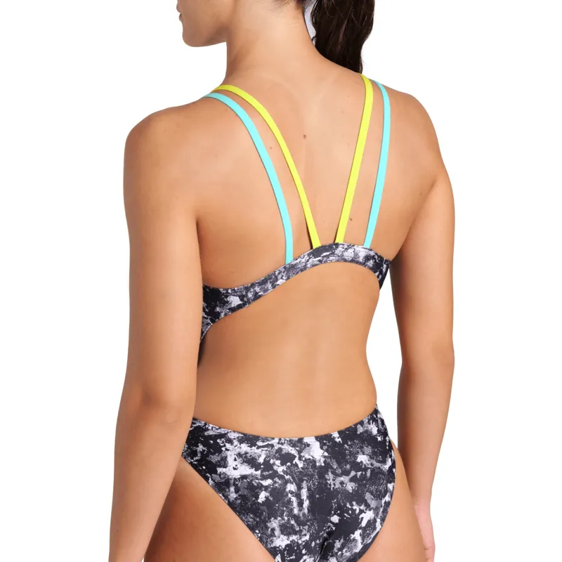 Arena Women's Rockin Tech Multi Back One Piece Swimsuit Multi Black/Water/Soft Green-8