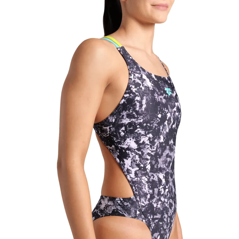 Arena Women's Rockin Tech Multi Back One Piece Swimsuit Multi Black/Water/Soft Green-7