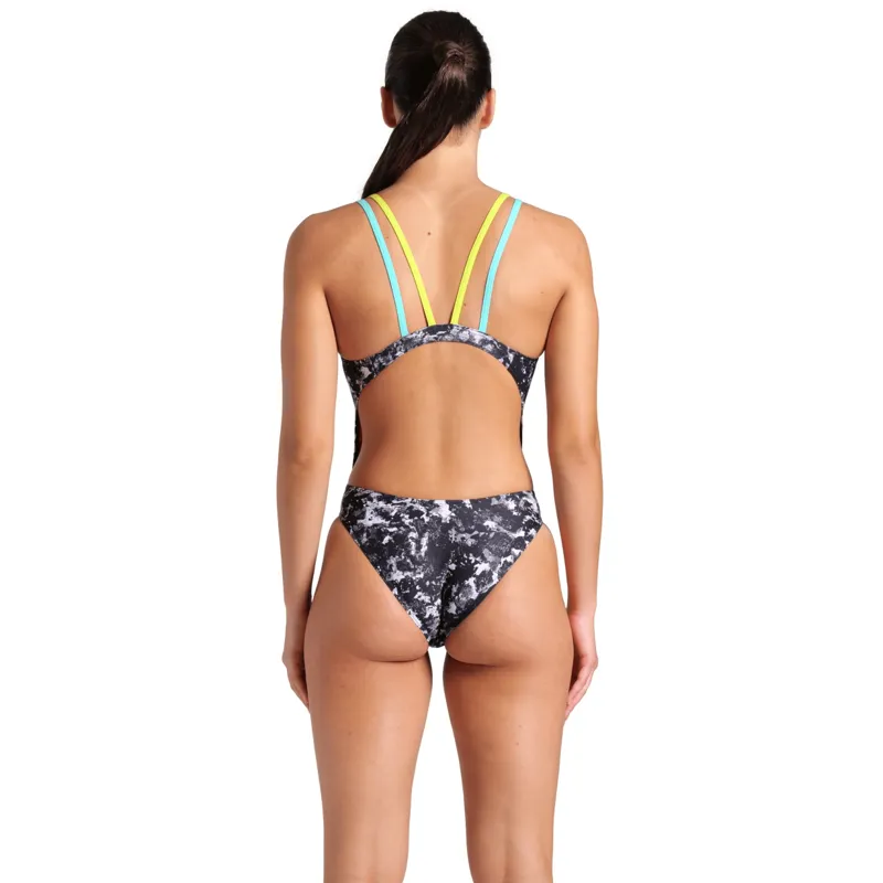 Arena Women's Rockin Tech Multi Back One Piece Swimsuit Multi Black/Water/Soft Green-5