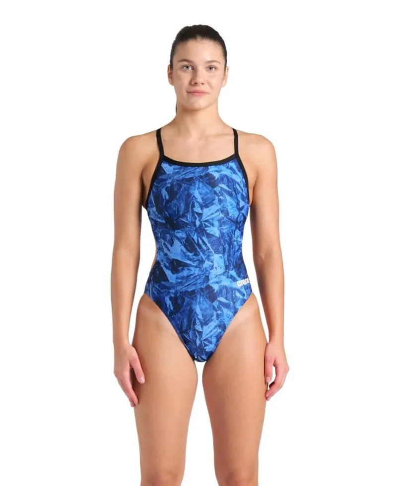Arena Women's Team Crackle Lightdrop Back Swimsuit Black/Team Royal-4