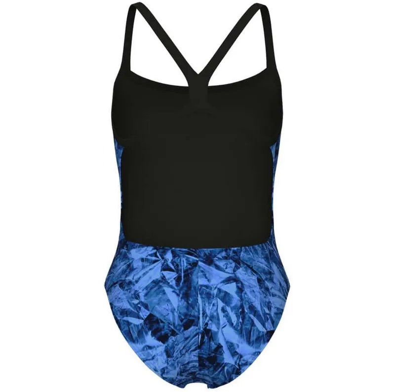 Arena Women's Team Crackle Lightdrop Back Swimsuit Black/Team Royal-1
