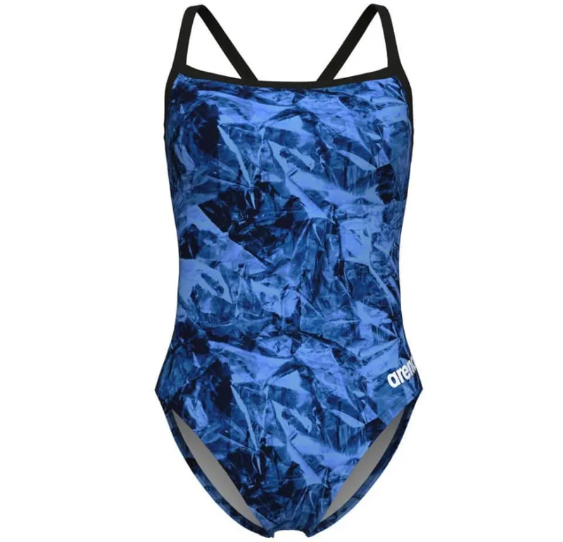Arena Women's Team Crackle Lightdrop Back Swimsuit Black/Team Royal