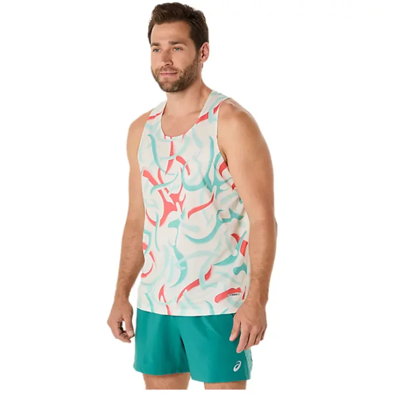 Asics Men's Road All Over Print Singlet Birch-2