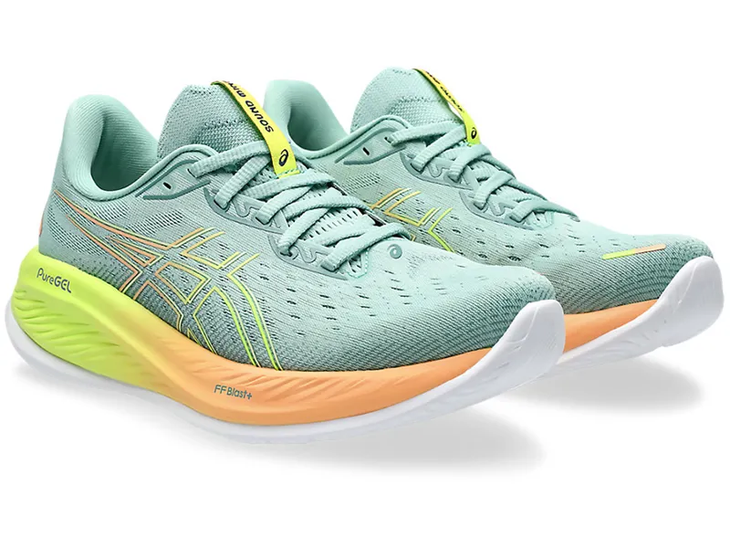 Asics Women's GEL-Cumulus 26 Paris Light Celadon/Safety Yellow-2